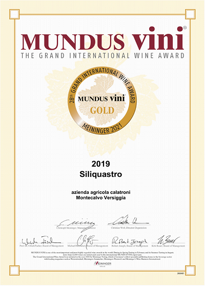 Mundus Vini 2021 - Gold Medal - Sangue di Giuda Siliquastro 2019